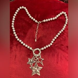 Faux white pearl necklace